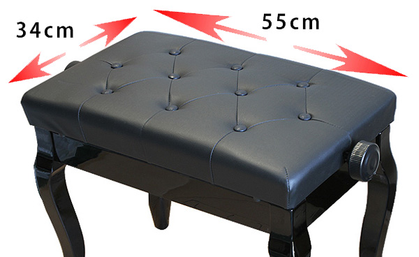 Euro Style(ユーロスタイル) / 猫足ピアノベンチ　【ブラック】 - 高さ調節可能キーボードベンチ -